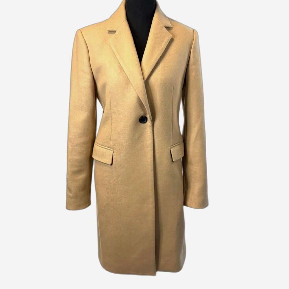 ZARA Pristine Manteco Wool Masculine Structured Coat Camel Tan Women's Size XS